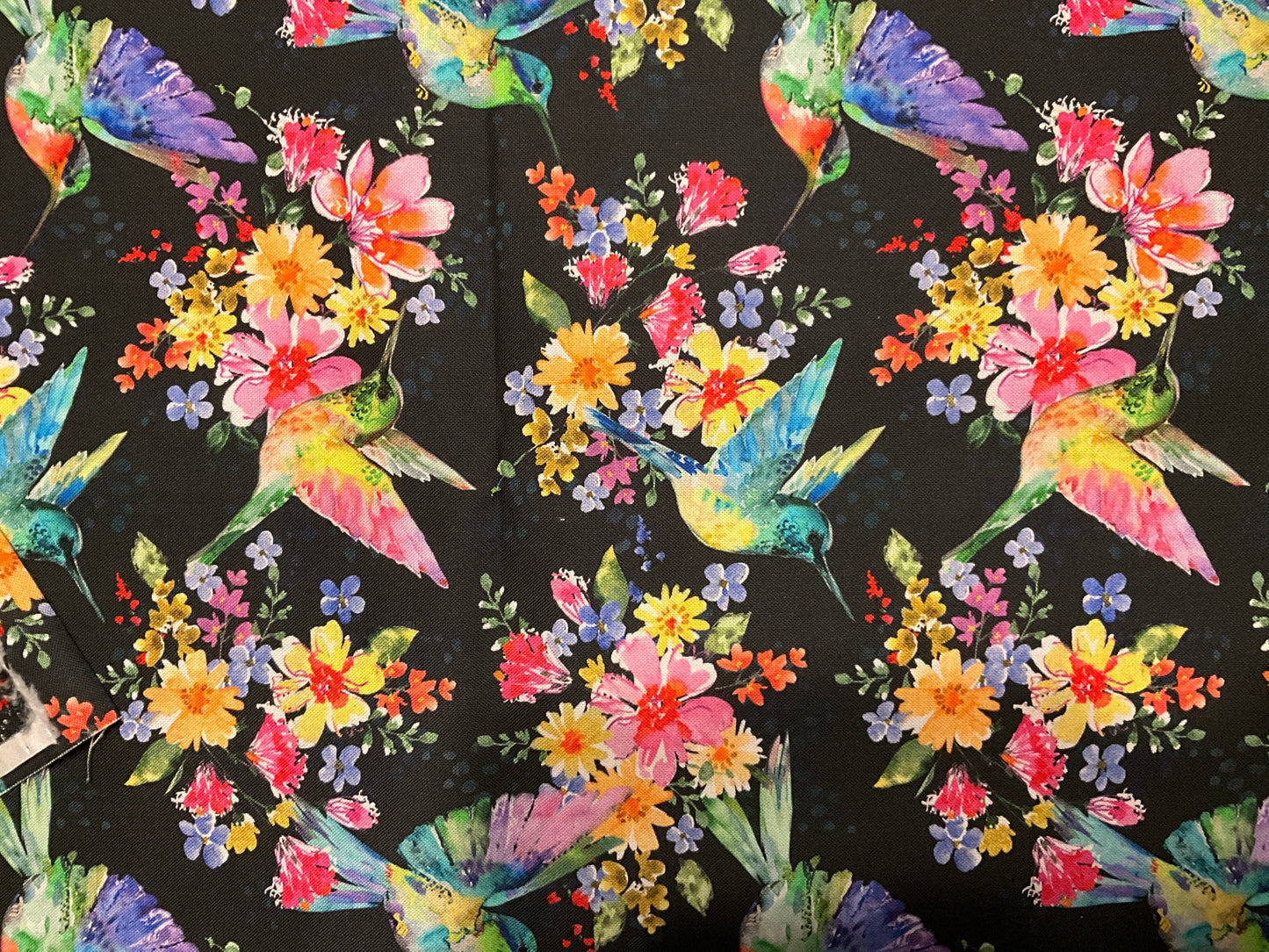 Hummingbird Floral print fabric