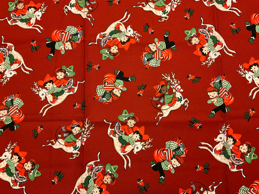 Vintage Christmas print fabric