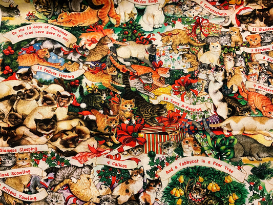 Christmas cats fabric